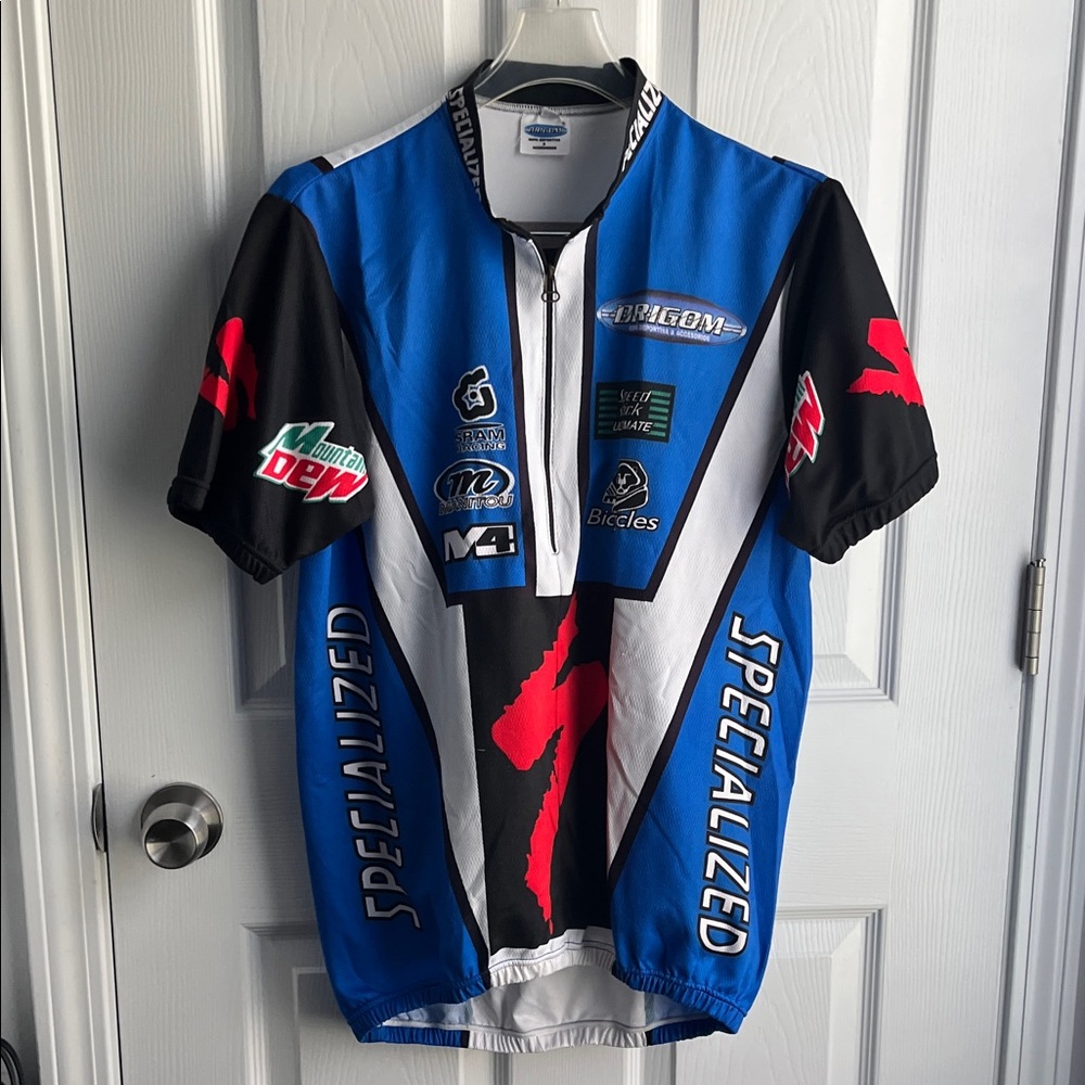 Specialized Men's Blue, Black, and Red Cycling Jersey L and Shorts M Set